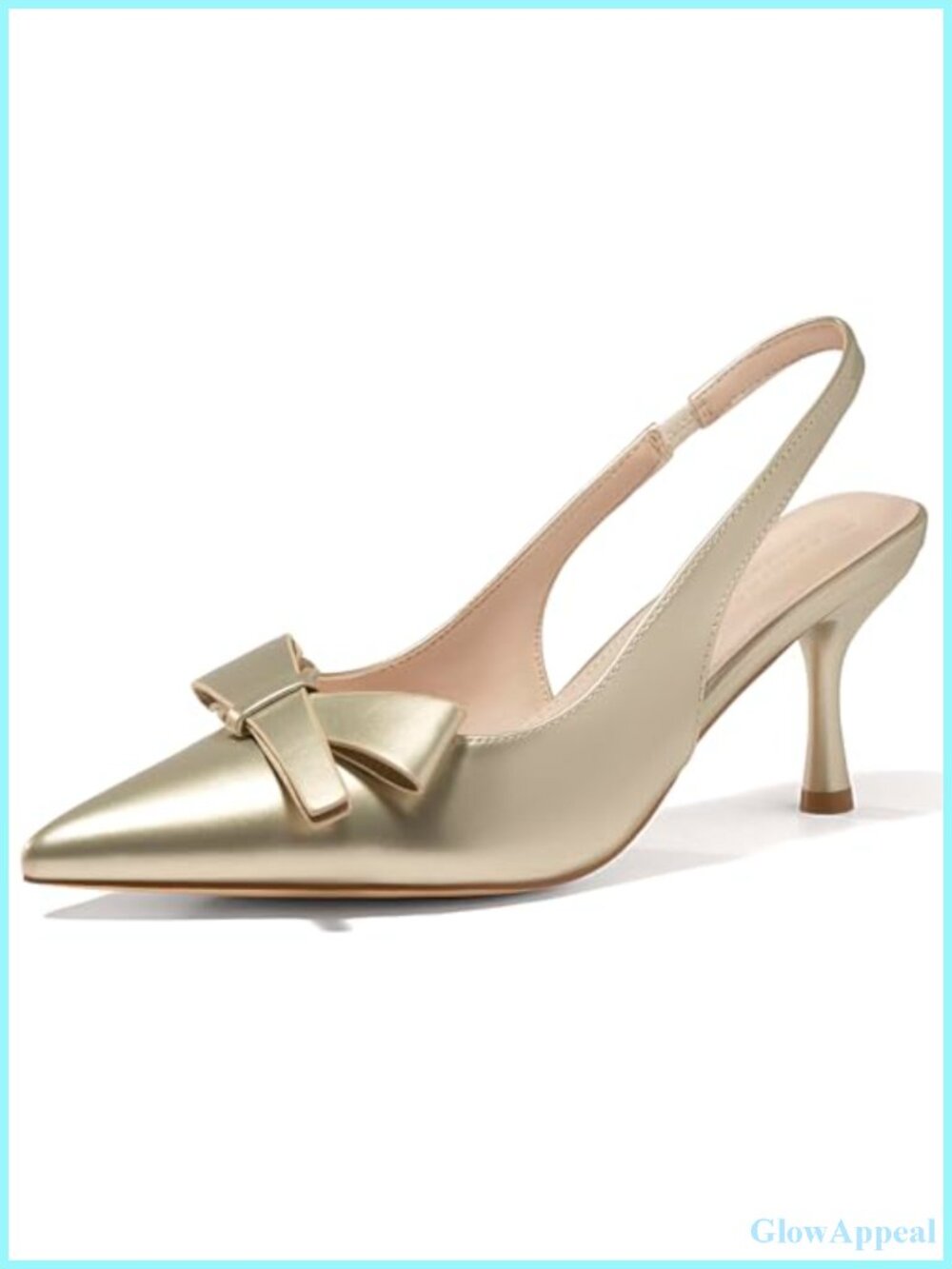 Womens Slingback Kitten Heels Bow Pointed Toe Pumps Slip On